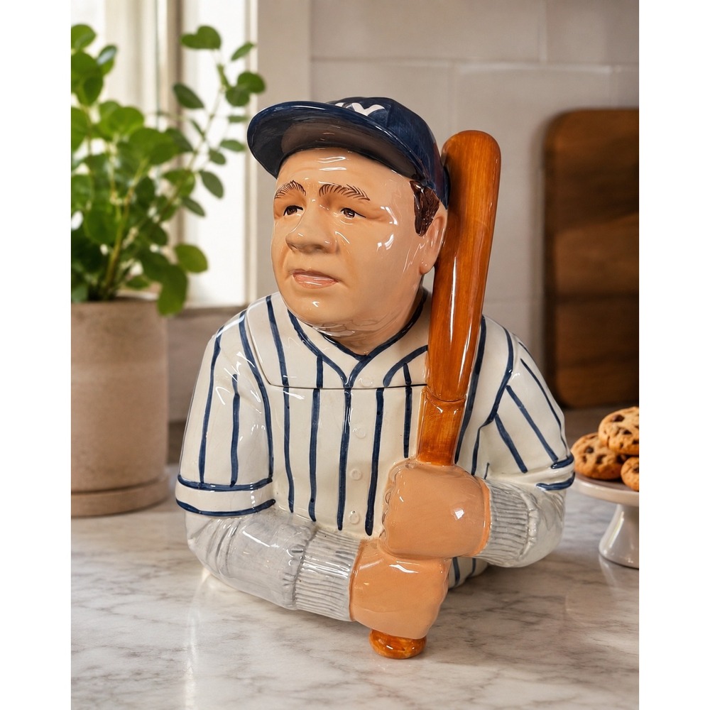 Vintage 1997 Clay Art Babe Ruth #3 Yankees Baseball Ceramic Cookie Jar 12"